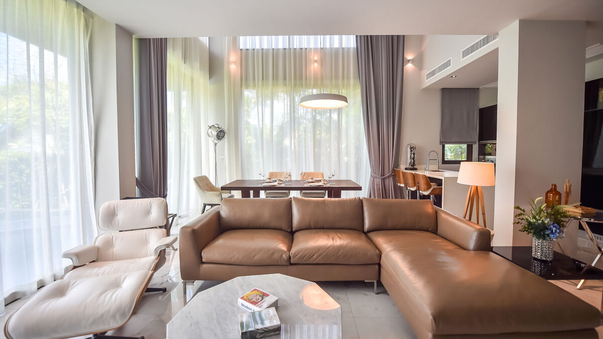 4-Bedroom Pool Villa spacious living and dining lounge, Glam Habitat Hotel Kamala Beach Phuket