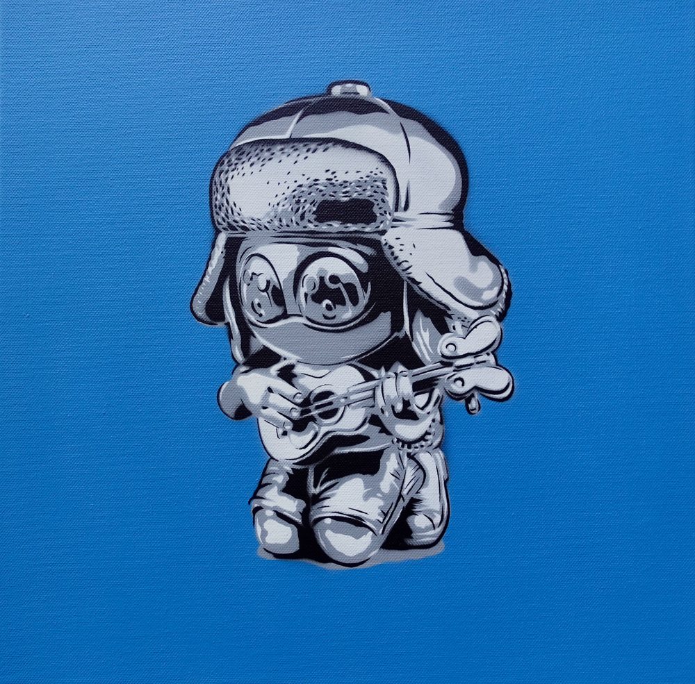 Blue canvas from Amann's Mute is Future Pop series