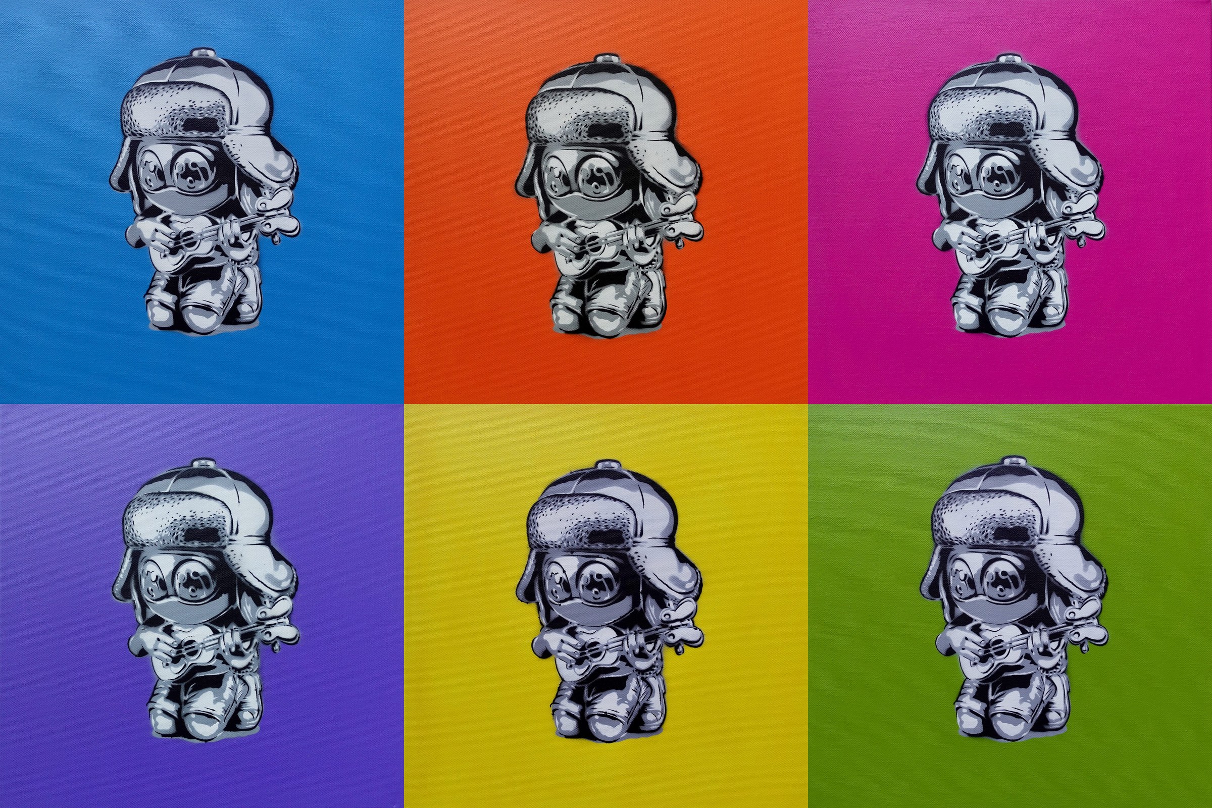 A 3x2 grid of the six colorways in Amann's Mute is Future Pop series