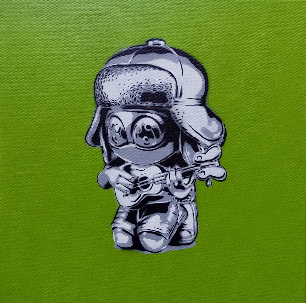 Green canvas from Amann's Mute is Future Pop series