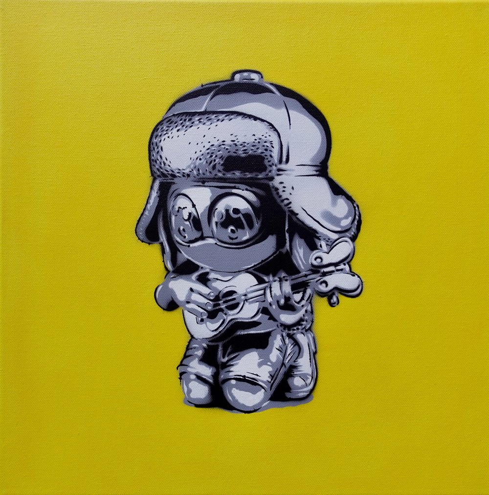 Yellow canvas from Amann's Mute is Future Pop series