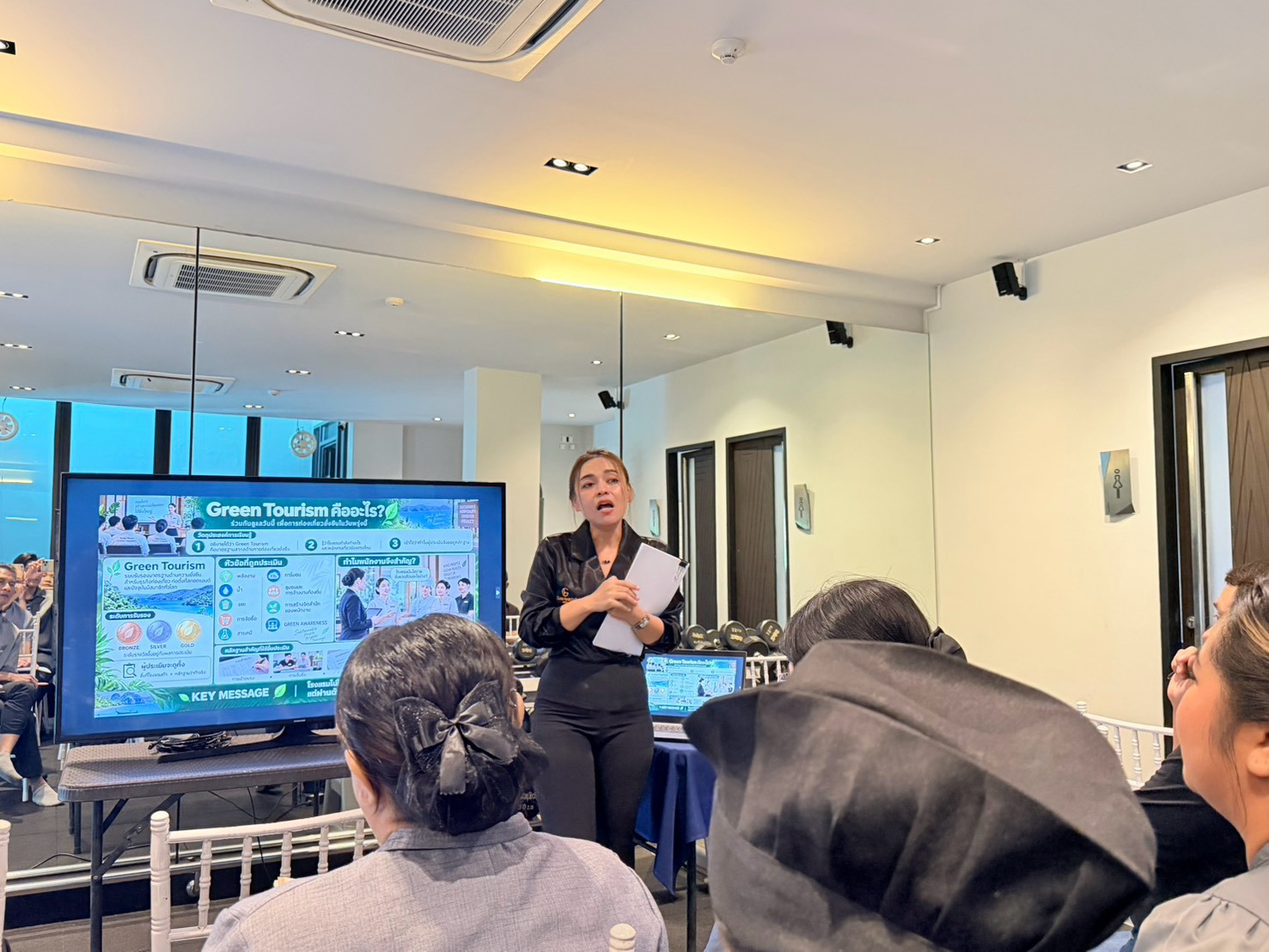 A Glam Habitat trainer explains what Green Tourism certification means during the Green Awareness training session
