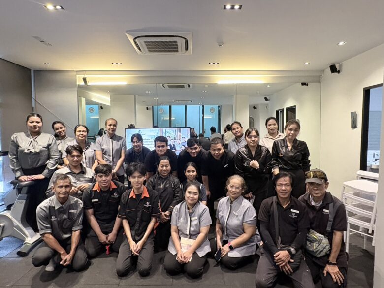 The Glam Habitat team gathers for a group photo after completing EDI (Equality, Diversity and Inclusivity) training in the hotel's fitness studio, 16 September 2026