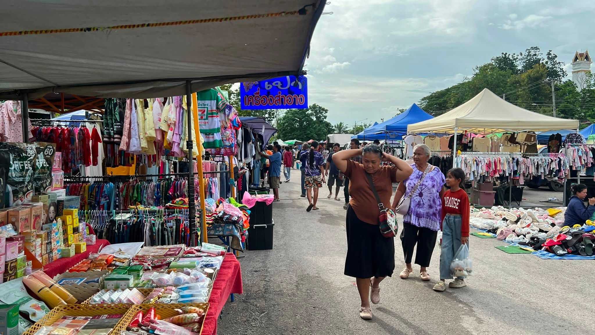 Aerial view of Kamala's local night market stalls, walkable from Glam Habitat Hotel